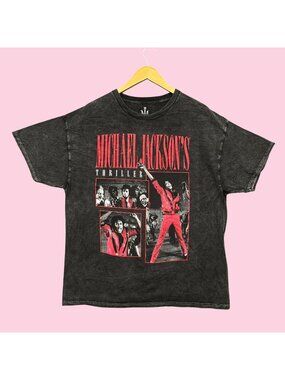 Michael Jackson's Thriller Album Zombie Poster Mineral Wash Tee L